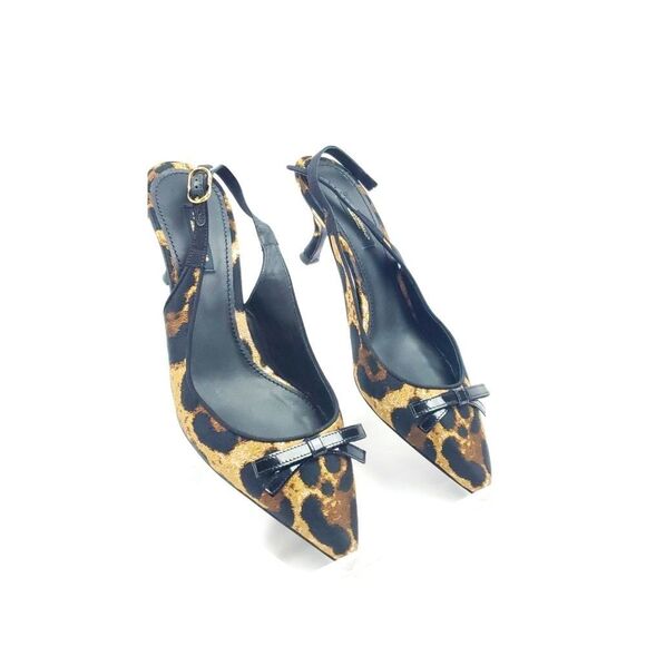 Dolce & Gabbana Leopard Print Heels with Black Bow - Picture 1 of 11